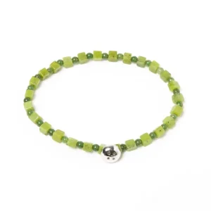 Barbarulo Napoli Armband „Jade" Mit Grunen Steinen Und Knopf Aus Sterlingsilber Handgefertigt Cheap