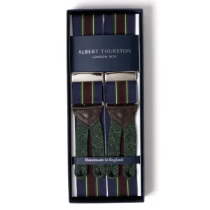 Albert Thurston Blaue Hosentrager „Rigid Stripe" Zum Knopfen New