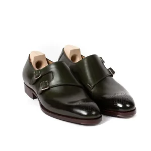 Saint Crispin's Doppelter Monk „Parallel Straps" Aus Moosgrunem Kalbsleder Rein Han Cheap