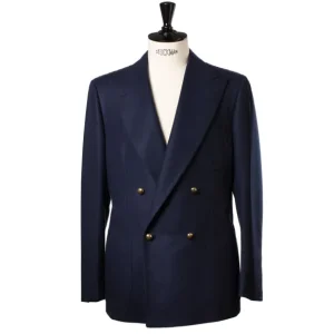 Cesare Attolini Dunkelblauer Blazer „Club Oro" Aus Wollflanell Von Fox Brother'S Fashion