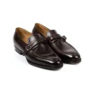 Saint Crispin's Eleganter Loafer „Buckle" Aus Dunkelbraunem Kalbsleder Reine Handarbeit Outlet