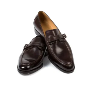 Saint Crispin's Eleganter Loafer „Buckle" Aus Dunkelbraunem Kalbsleder Reine Handarbeit Outlet