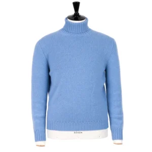 Fedeli Exklusiv Bei Michael Jondral: Azure Blue Scottish 4-Ply Cashmere Turtl Sale