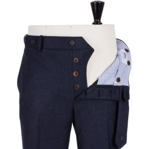 Rota Sartorial Exklusiv Bei Michael Jondral: Blaue Flanellhose Aus Reiner Wolle Rota Sart New