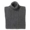 William Lockie Flanellgrauer Rollkragenpullover „Alain Aran-Cable" Aus 6-Lagiger Lammwolle Outlet