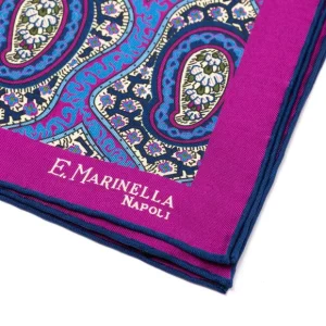 E. Marinella Gemusterte Pochette Aus Reiner Englischer Seide Handgerollt Clearance