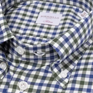 Borriello Kariertes Hemd „Bicolor Vichy" Mit Button-Down-Kragen Und Sportmanschette - Cheap