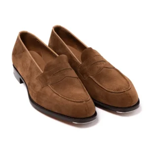 Edward Green Limitierte Auflage: Penny Loafer „Unlined Harrow" Aus Italienischem Kalbswildleder - Best Sale