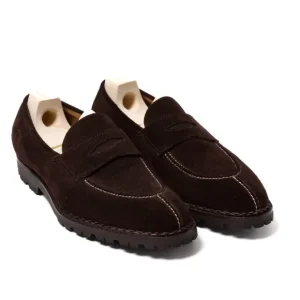 Saint Crispin's Loafer „Norvegian Split Toe" Aus Dunkelbraunem Wildleder Store