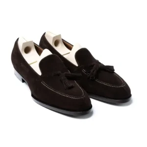 Saint Crispin's Loafer „Split Toe Quaste" Aus Dunkelbraunem Wildleder Purely Ha Hot