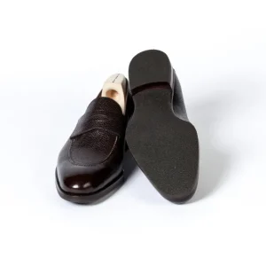 Saint Crispin's Penny Loafer Aus Dunkelbraunem Scotch-Grain-Kalbsleder Handpoliert Store