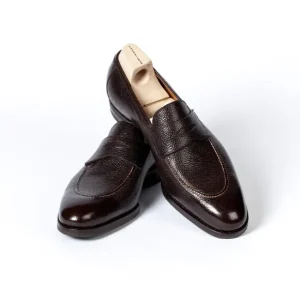 Saint Crispin's Penny Loafer Aus Dunkelbraunem Scotch-Grain-Kalbsleder Handpoliert Store