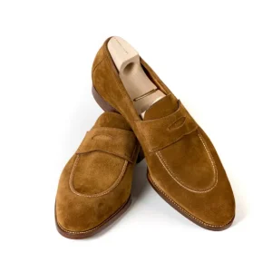 Saint Crispin's Pennyloafer „Kleid" Aus Hellbraunem Wildleder Discount