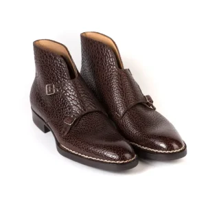 Saint Crispin's Stiefel „Double Buckle" Aus Dunkelbraunem Bisonleder Handpoliert Best Sale