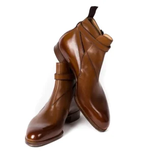 Saint Crispin's Stiefel „Jodhpur" Aus Braunem Kalbsleder Reine Handarbeit Clearance