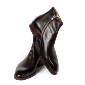 Saint Crispin's Stiefel „Zipper" Aus Dunkelbraunem Kalbsleder Reine Handarbeit Outlet