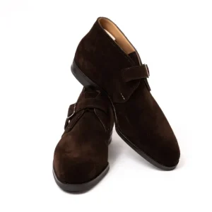 Saint Crispin's Stiefeletten „Monk Bootee" Aus Dunkelbraunem Wildleder Reine Handarbeit Store