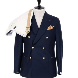 De Petrillo Zweireihige Jacke „Blazer Dorato" Aus Wolle Und Kaschmir Handgefertigt Cheap